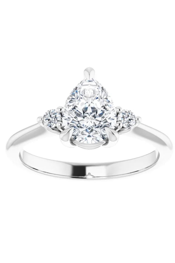 14K White Gold Plated Diamond Ring - 1.3 Ct Pear Cut Lab Created Diamond for Women - Elegant Daily Wear Ring - Bridesmaid Jewelry Gift
