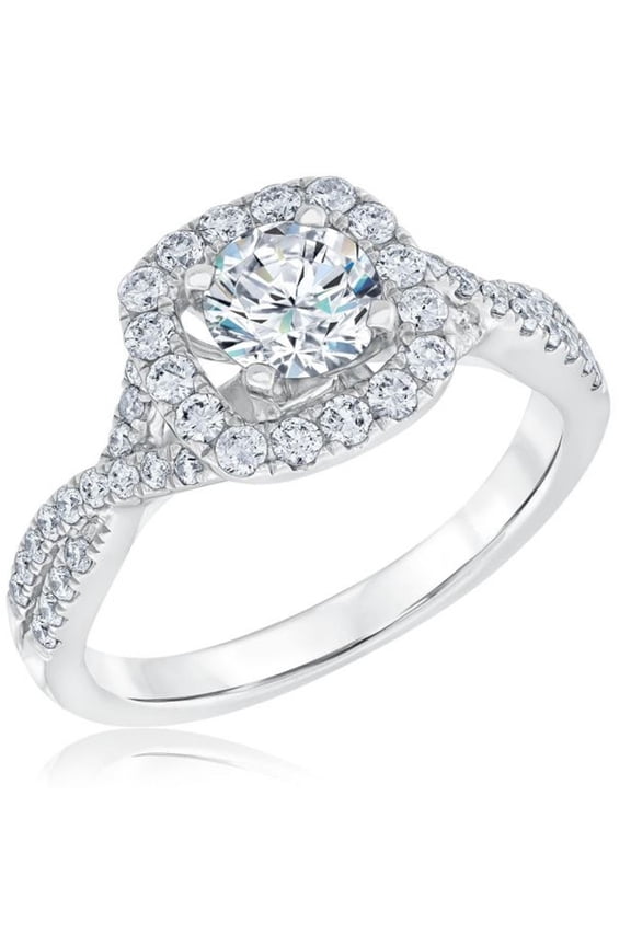 14K White Gold Plated Engagement Ring - 1.3 Ct Round Cut Lab Created Diamond Wedding Ring for Women - Anniversary Present - Diamond Gift Ring - Gift Idea for Mom