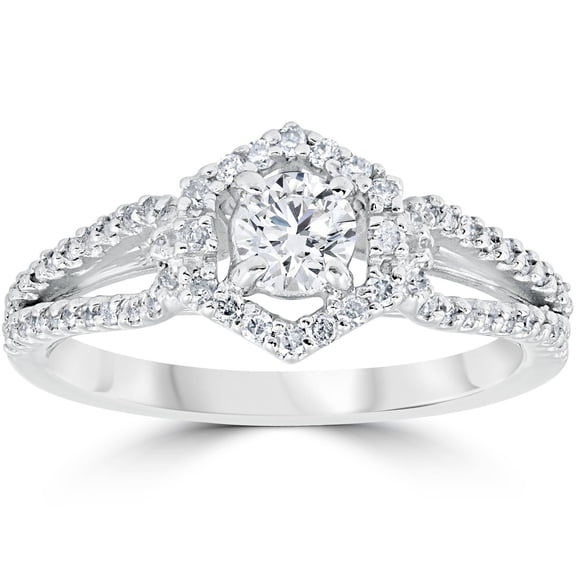 Lina Jewel 14K White Gold Plated Engagement Wedding Ring for Her - Round Cut 1.3 Ct Lab Created Diamond Anniversary Ring - Delicate Forever Ring Gift for Her - Graduation Proposal Ring
