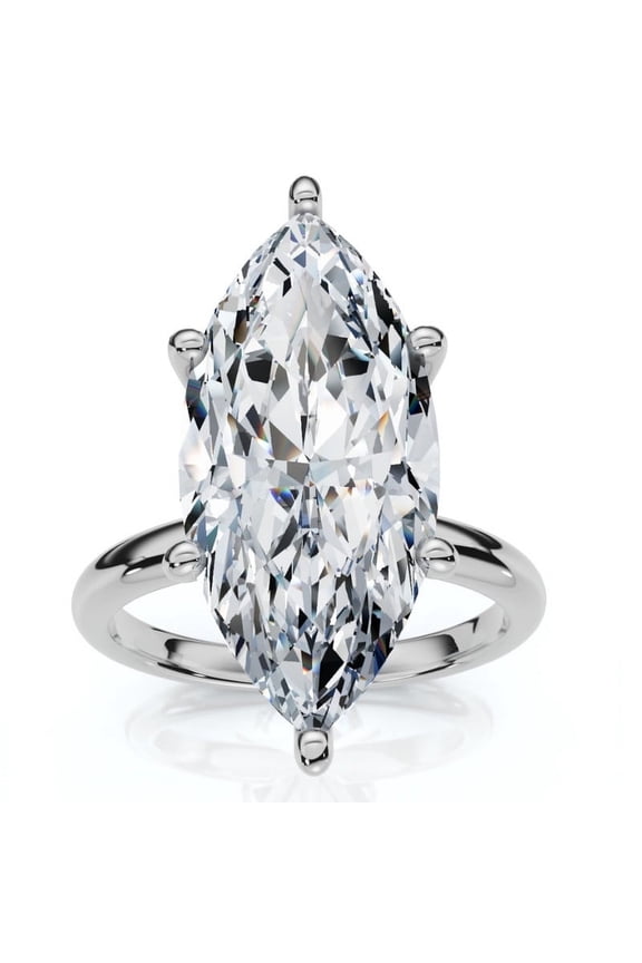 14K White Gold Plated Rings - 1.9 Ct Marquise Diamond Women's Rings - Designer Engagement and Anniversary Bands - Elegant Wedding Silver Ring - Gift for Her