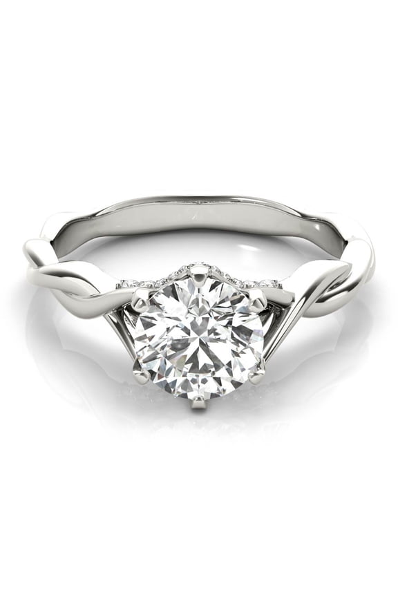 2.02 Ct Brilliant Round Infinity Twisted Cross Over Shank Engagement Ring - Lab-Created Diamond in 14K White Gold Plated - Elegant Prong Setting Wedding Ring - Ideal Gifts for Women's