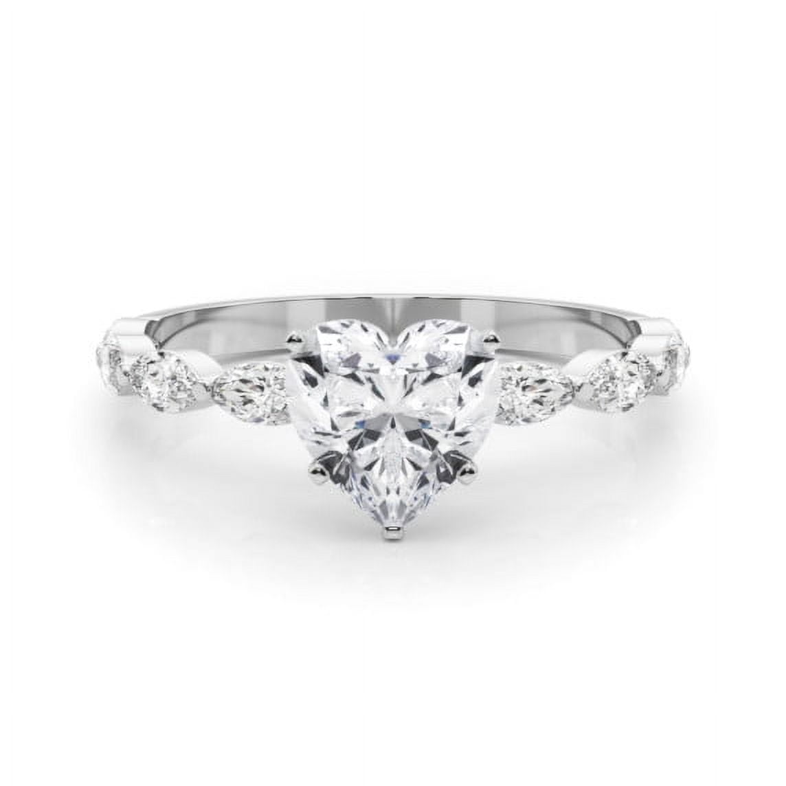 Lina Jewel 2.02 Ct Heart Cut Engagement Ring for Women - 14K White Gold Plated Multi-Stone Wedding Band with Lab-Created Simulated Diamonds and Accent Stones - Elegant Special Occasion Ring for Her