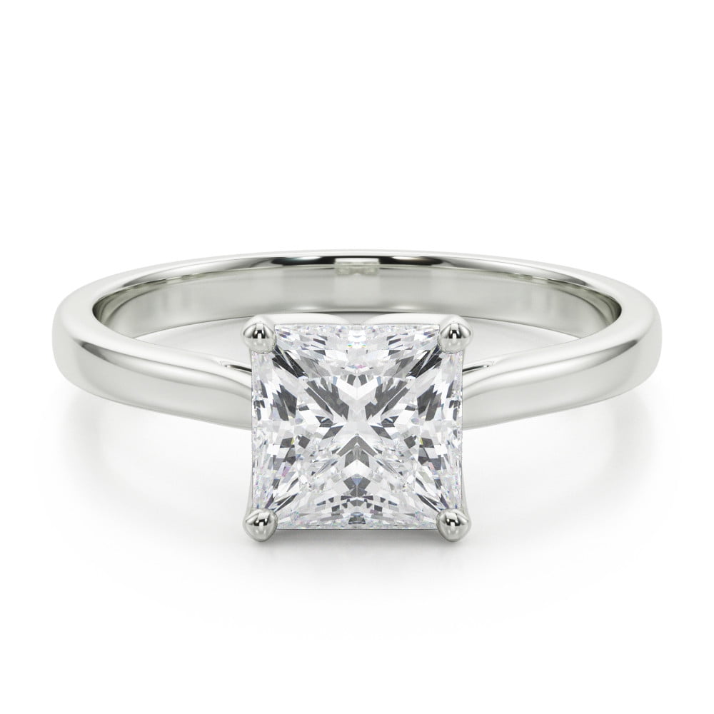 Lina Jewel 2.02 Ct Princess Cut Solitaire Diamond Ring - Lab-Created Simulated Diamond Engagement Ring for Women - 14K White Gold Plated - Elegant Wedding & Gift for Her - Ideal Solo Diamond Ring