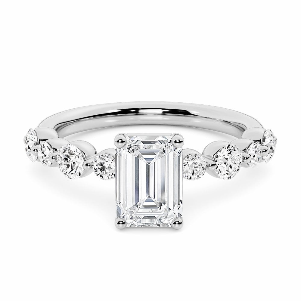 Stones Inter Lina Jewel 2.1 Ct Emerald Cut Solitaire Lab-Created Simulated Diamond ...