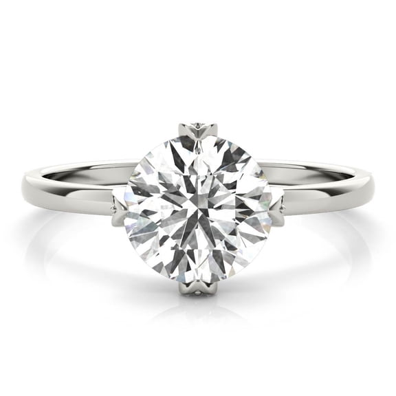 Lina Jewel 2.13 Ct Brilliant Round Cut Hidden Diamond Ring - Classic Solitaire Engagement Ring with Accent Diamonds - Lab-Created Simulated Diamond - 14K White Gold Plated - Gift for Women’s Birthday
