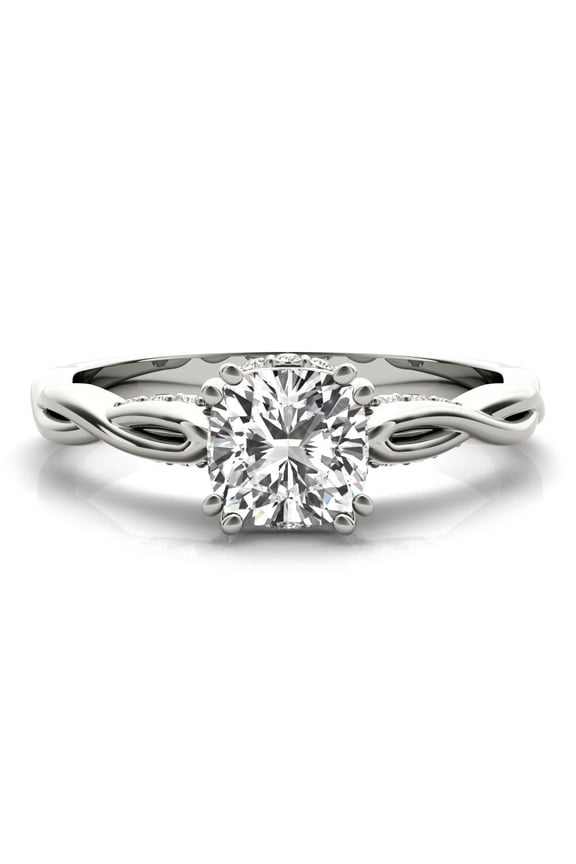 2.13 Ct Cushion Cut Solitaire Engagement Ring for Her - Lab-Created Simulated Diamond - 14K White Gold Plated - Bypass Ring for Women - Wedding Ring - Prong Setting - Ideal Gift for Her