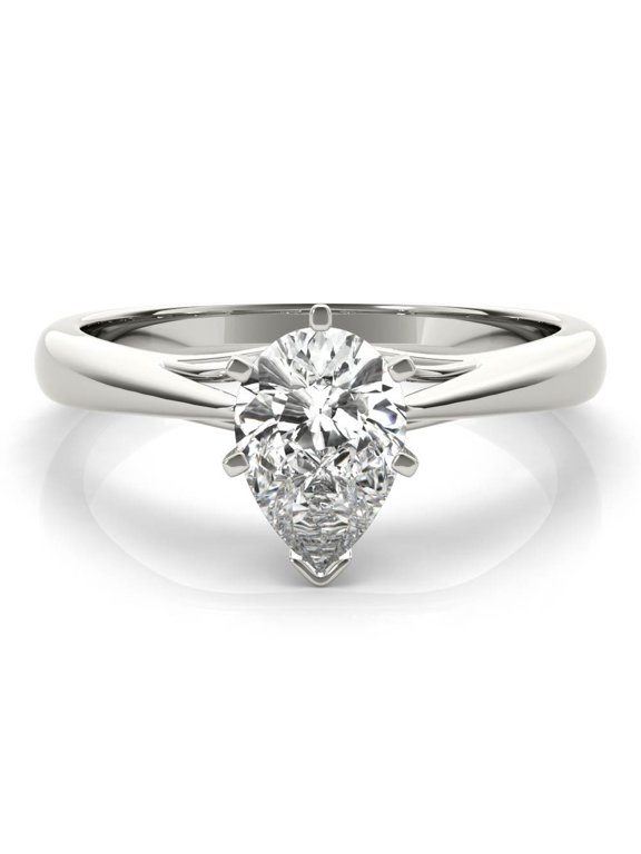 2.13 Ct Pear Cut Solitaire Diamond Ring - Lab-Created Simulated Diamond Ring - 14K White Gold Plated - Elegant Prong Setting Engagement Ring - Perfect Gift for Proposal and Anniversary