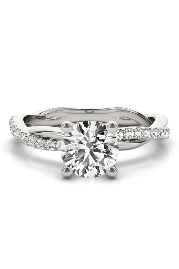 2.13 Ct Round Cut Diamond Engagement Ring - Infinity Twisted Cross Over Shank Wedding Ring - Lab-Created Simulated Diamond Bridal Jewelry - 14K White Gold Plated Classic Solitaire Design