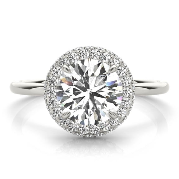 Lina Jewel 2.13 Ct Round Cut Diamond Hidden Halo Engagement Ring for Women's - 14K White Gold Plated Diamond Wedding Ring for Women's - Elegant Proposal Ring for Women - Classic Prong Set Diamond