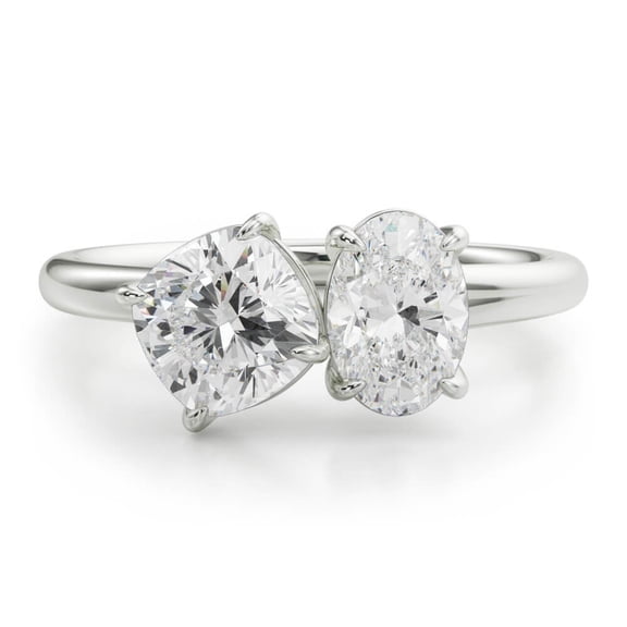 Lina Jewel 2.24 Ct Cushion Cut Engagement Ring - Two Stone Toi Et Moi Wedding Ring for Women - Lab-Created Simulated Diamond - 14K White Gold Plated with Prong Setting - Ideal Proposal Gift for Her