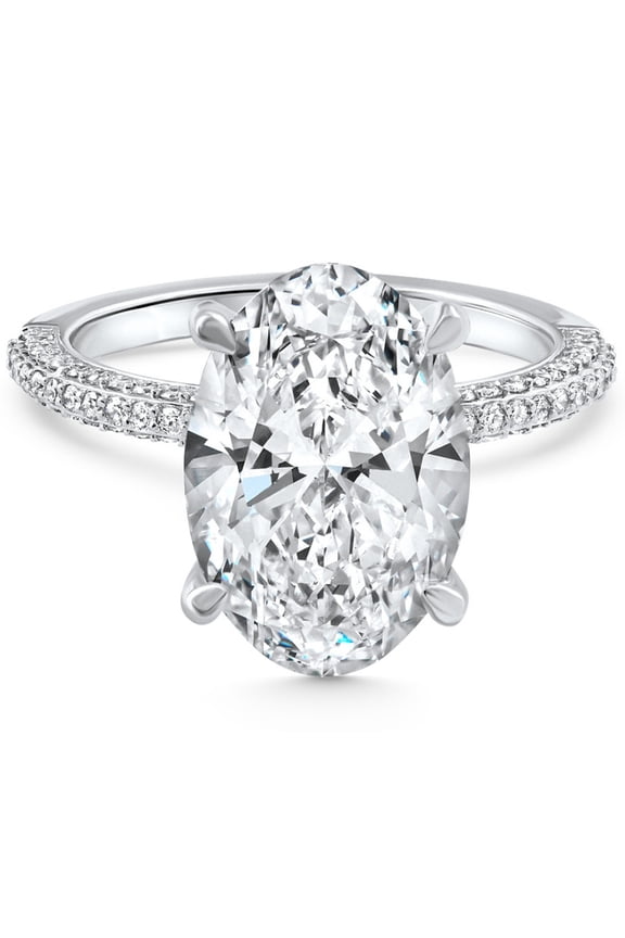 2 Ct Oval Cut VVS1/D Simulated Diamond Ring – 14K White Gold Plated – Bridesmaids Wedding Jewelry – Luxurious Gift for Her