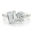 thumbnail image 1 of Lina Jewel 2 Stone Emerald Cut Engagement Ring - 14K White Gold Plated Lab-Created Simulated Diamond - 2.34 Ct Toi Et Moi Style Wedding Ring for Women - Prong Setting Engagement Ring for Proposal, 1 of 5