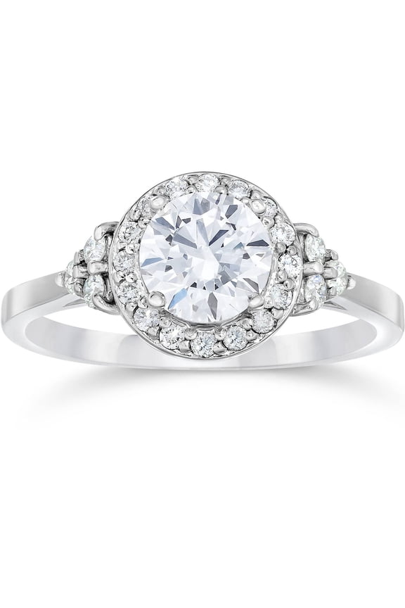 Round Cut 1.2 Ct Lab Created Diamond Wedding Engagement Ring for Her - 14K White Gold Plated Classic Solitaire Ring - Forever Diamond Anniversary Ring