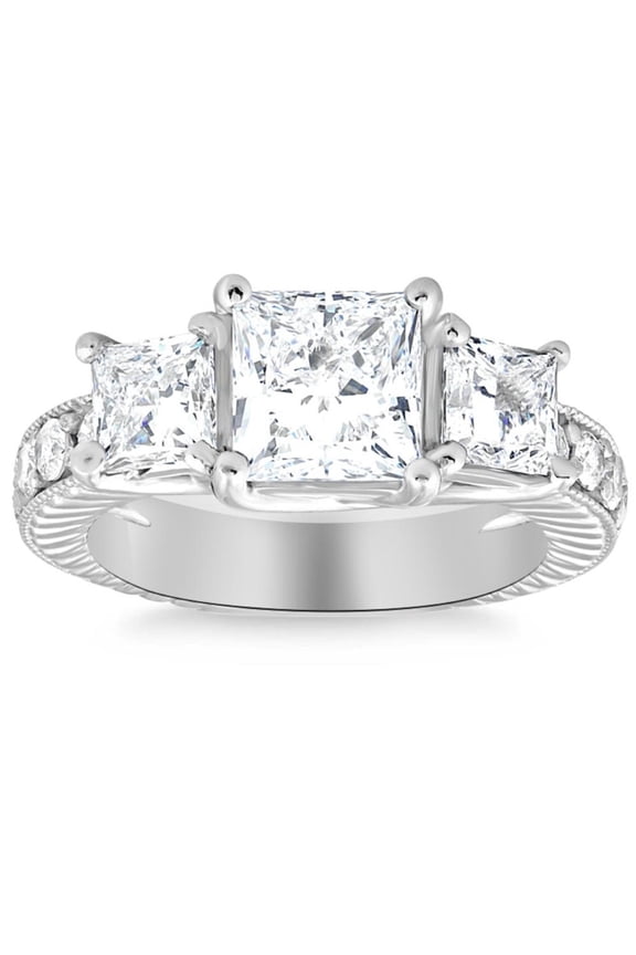 Sophisticated 1.3 Ct Princess Cut Simulated Diamond Ring – 14K White Gold Plated Band – Lab Created Shine – Ideal Gift for Engagements, Birthdays, or Weddings