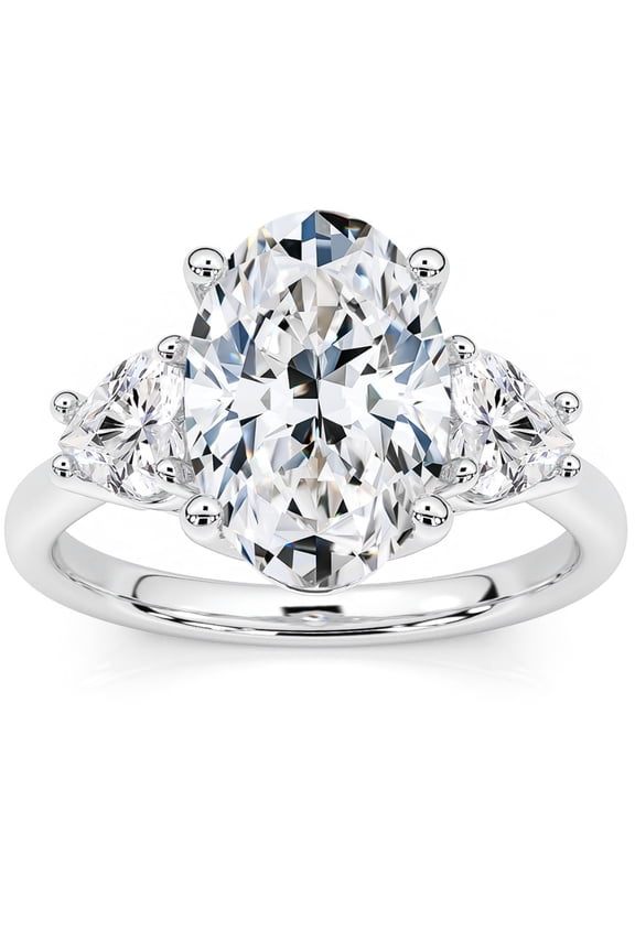 Sparkling 2 Ct Oval Cut Diamond Engagement Ring - Lab Created Simulated Stone in 14K White Gold Plated - Bridesmaid Jewelry