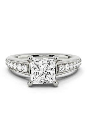 Super 2.02 Ct Princess Cut Diamond Solitaire Ring for Women's - 14K White Gold Plated Lab-Created Simulated Diamond - Engagement & Wedding Ring - Proposal & Casual Wear Band for Women's