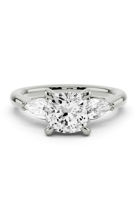 ry 1.81 Ct Cushion Cut Engagement Ring for Women's - 3 Stone Wedding Ring for Women - Moissanites Rings - 14K White Gold Plated - Perfect for Engagement & Wedding Gifts