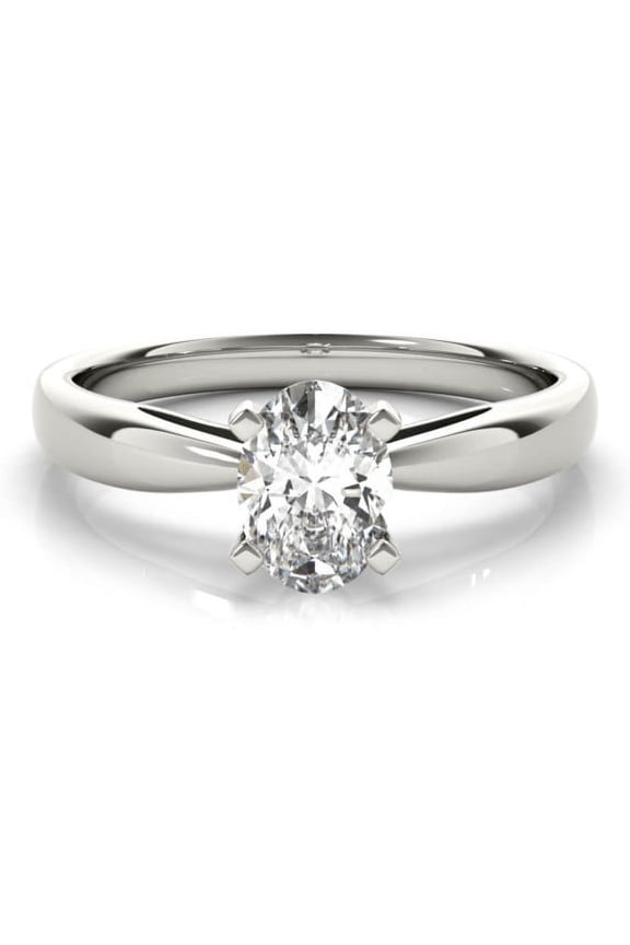 ry 1.81 Ct Oval Cut Moissanite Solitaire Ring for Her - Engagement Wedding Ring for Women - Simple Solo Moissanite Ring in 14K White Gold Plated - Moissanite with Prong Setting