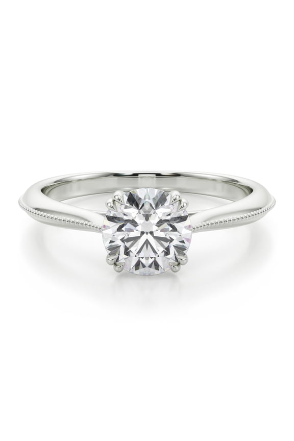 ry 1.92 Ct Brilliant Round Cut Bead Ball Shank Ring for Women's - Polly Engagement & Wedding Ring - Moissanite - 14K White Gold Plated Prong Setting - Perfect Gift for Her
