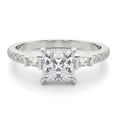 thumbnail image 1 of Lina Jewelry 14K White Gold Plated 1.81 Ct Princess Cut Engagement Trilogy Rings - Hidden Halo Cathedral Shank Moissanite Rings - Unique 3 Stone Proposal Rings - Beautiful Eternity Bands, 1 of 5