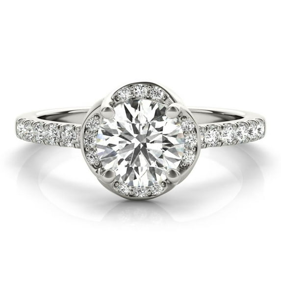 Lina Jewelry 2.02 Ct Brilliant Round Cut Moissanite Floral Halo Ring - 14K White Gold Plated - Moissanite Eternity Band for Her - Wedding Ring, Gift for Women - Anniversary and Appreciation Gift