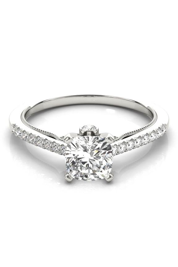 ry 2.02 Ct Cushion Cut Solitaire Engagement Ring for Her - 14K White Gold Plated - Prong Set Moissanite with Accent Stones - Perfect for Proposals, Weddings, and Birthday