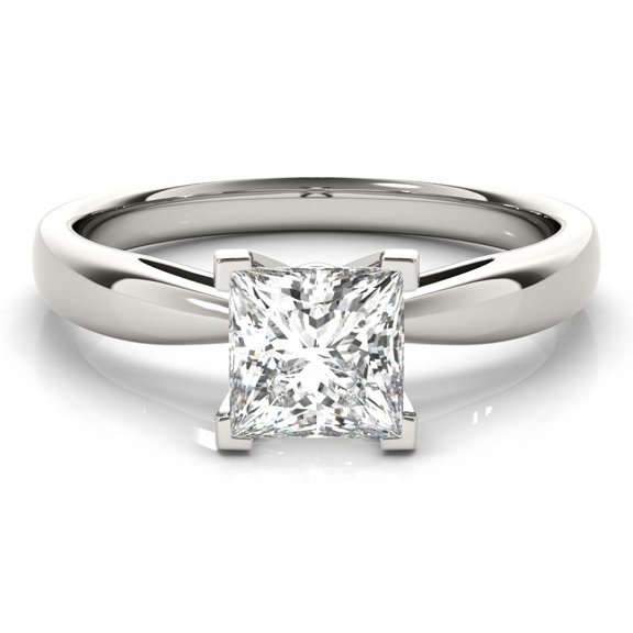 Lina Jewelry 2.02 Ct Princess Cut Moissanite Solitaire Rings - Moissanite Engagement Rings - 14K White Gold Plated - Simple Solo Moissanite Rings - Prong Setting Wedding Rings for Her