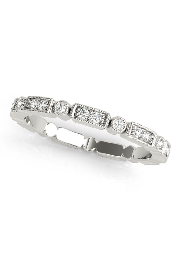 ry 2.02 Ct Round Cut Engagement Ring - Milgrain Full Eternity Bezel Setting - 14K White Gold Plated - Prong Setting - Engagement or Wedding Moissanite Ring for Women - Ideal Gift for Her