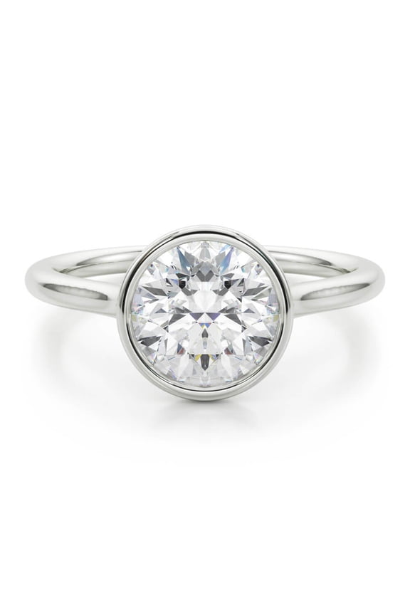 ry 2.13 Ct Brilliant Round Cut Engagement Ring - 14K White Gold Plated Bezel Setting - Moissanite Wedding Ring for Women - Ideal Gift for Proposals, Anniversary & Birthday