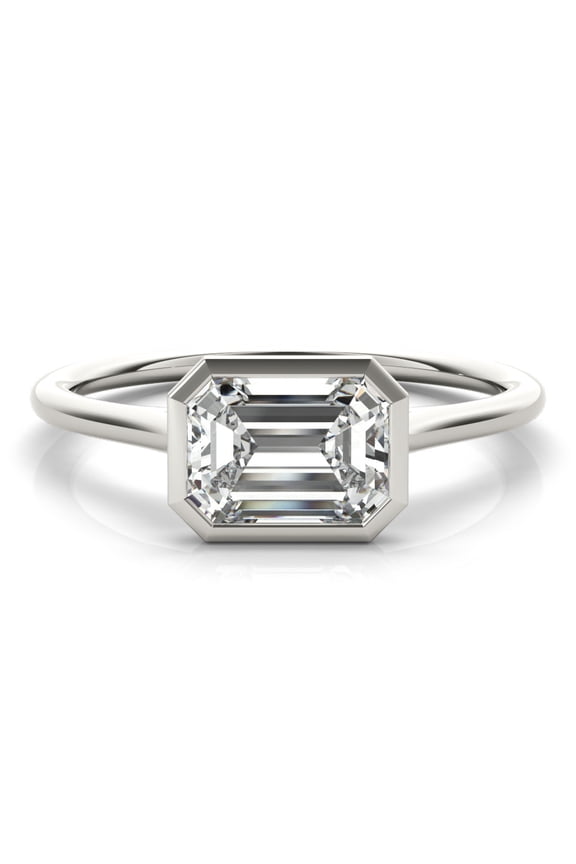 ry 2.13 Ct Emerald Cut Solitaire Moissanite Engagement Rings for Women's - Moissanite in Bezel Setting 14K White Gold Plated - Elegant Wedding Rings or Gifts for Women's