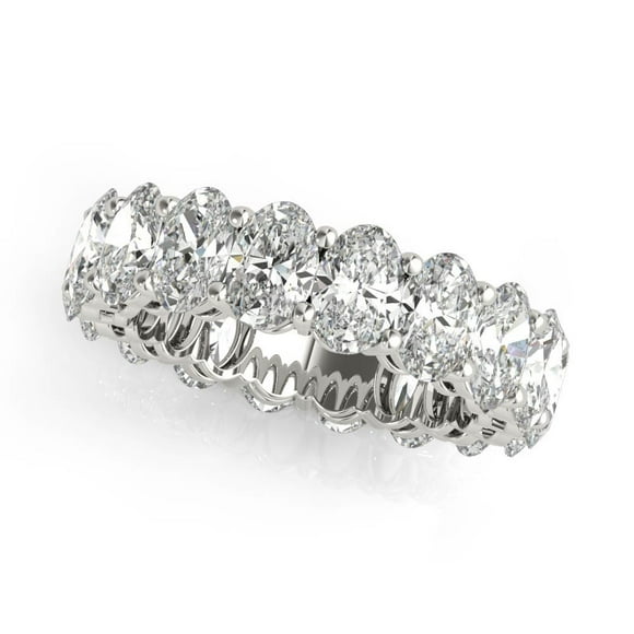 ry 2.13 Ct Oval Cut Full Eternity Bezel Setting Engagement Rings - Moissanite - 14K White Gold Plated - Prong Setting Moissanite Rings for Women's - Ideal Gift for Wedding