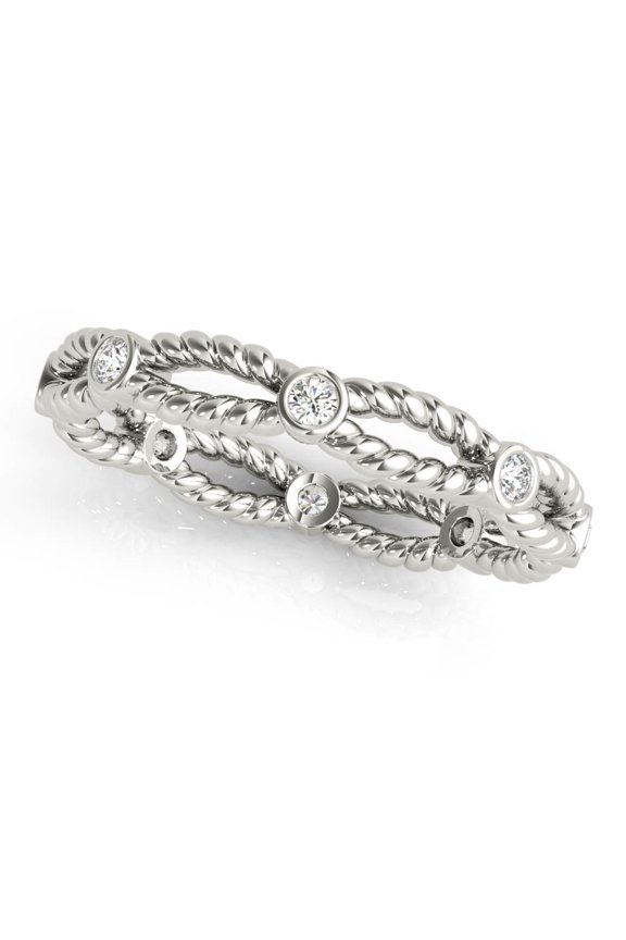 ry 2.13 Ct Round Cut Moissanite Engagement Full Eternity Bezel Setting Rings - Rope Twisted Moissanite Rings - 14K White Gold Plated - Moissanites - Prong Setting for Women's