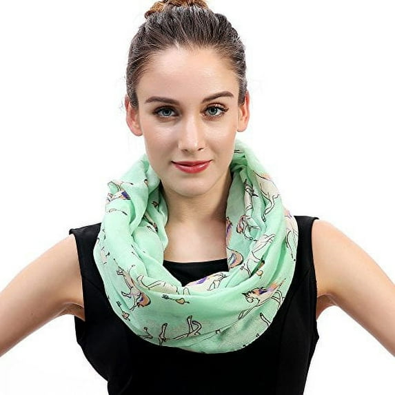 lina & lily unicorn horse print infinity women's scarf lightweight (mint green)
