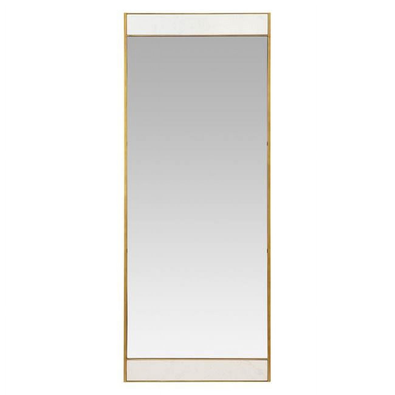 Lina Modern Floor Mirror, Gold with Marble