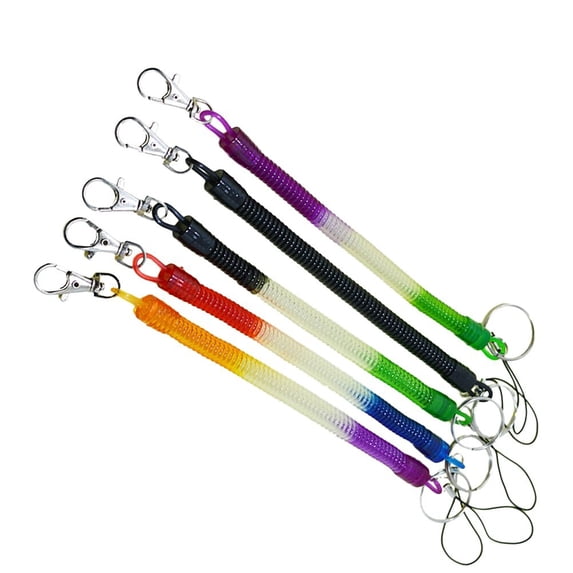 Linaichen 12Pcs Spring Coil Cord Keychain Stretchy Retractable Key Holder Random Color