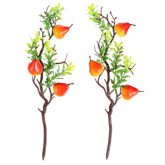 Linaichen Set of 2 Artificial Pear Branches with Realistic Fake Pears for Wedding Decorations, Home Decor, and Seasonal Fruit Ornaments