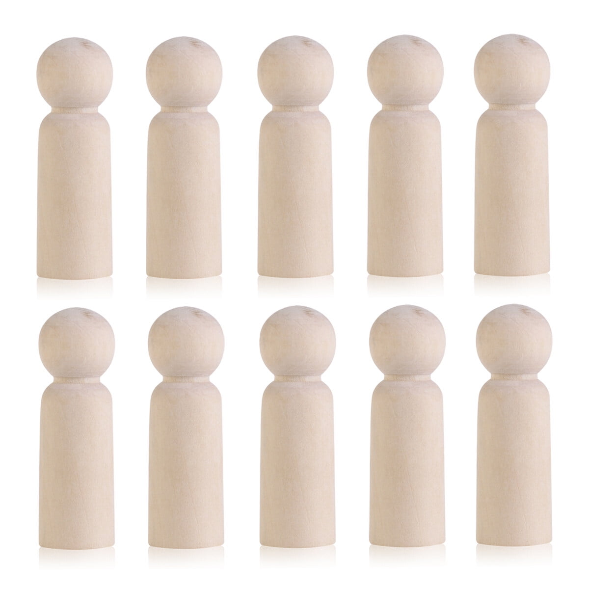 Linaichen DIY Cake Topper 10pcs DIY Plain Blank Wooden Peg Dolls Groom