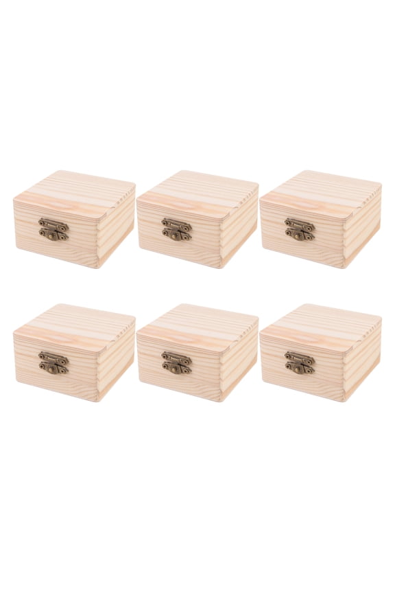 Jewelry Box Unfinished Wooden Box Square DIY Craft Home Decoration