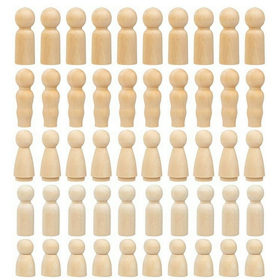 Linaichen Wooden Doll Wooden DIY Peg People Family Figures for Crafts and Decor