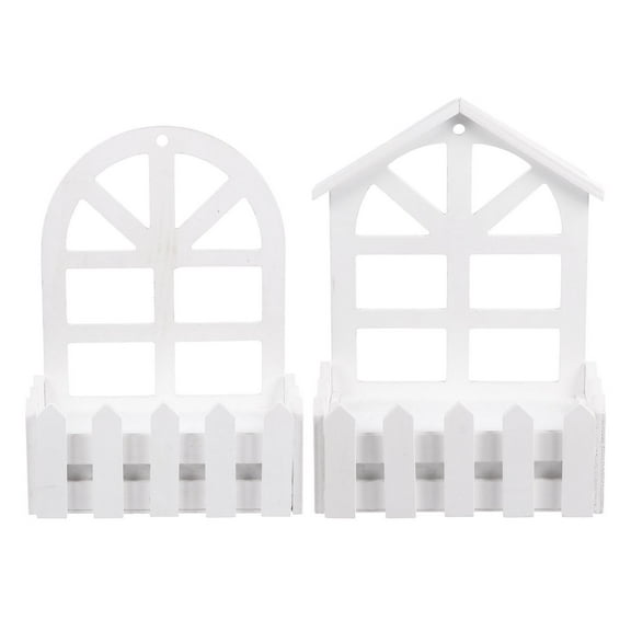 Linaichen Wooden Flower Basket 2 Wood Fence Flower Boxes Rustic Planter Indoor Outdoor Bonsai Pot