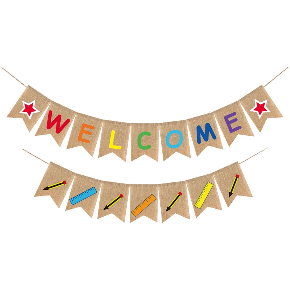 Welcom Ruler Linaichen burlap banner Burlap Banner Welcome Bunting Colorful Ruler ...