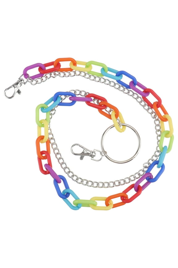 Colorful Chain Waist Belt Rainbow Plastic 1Set 23.58x0.39x0.39in