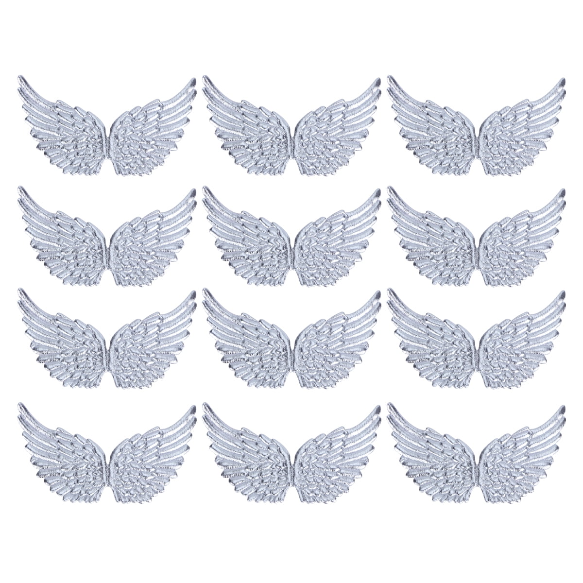 Silver Angel Wing Embroidered Fabric Patches for DIY Crafts
