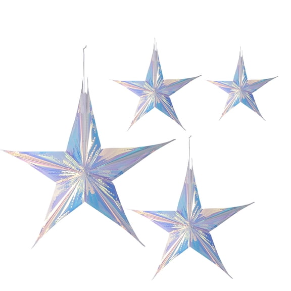 Linaichen party pendant Christmas Decor 4 Clear Iridescent Xmas Tree Stars Hanging Ornament