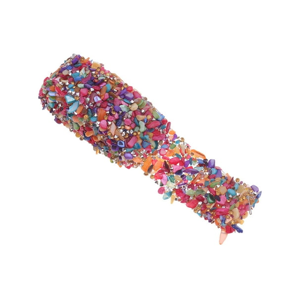 Linaichen rhinestone belt 1M Colorful Rhinestone Shell Trim Ribbon for DIY Wedding Dress (2cm)