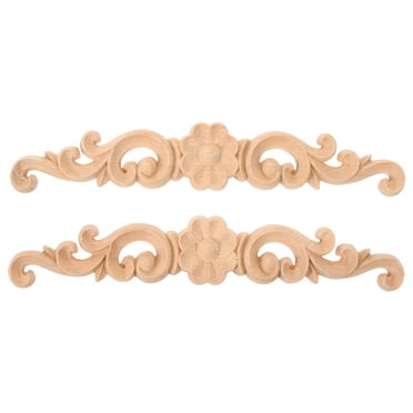 WASHWEPE Ornamental Wood Applique Khaki 2Set 6.3X1.2X0.3In