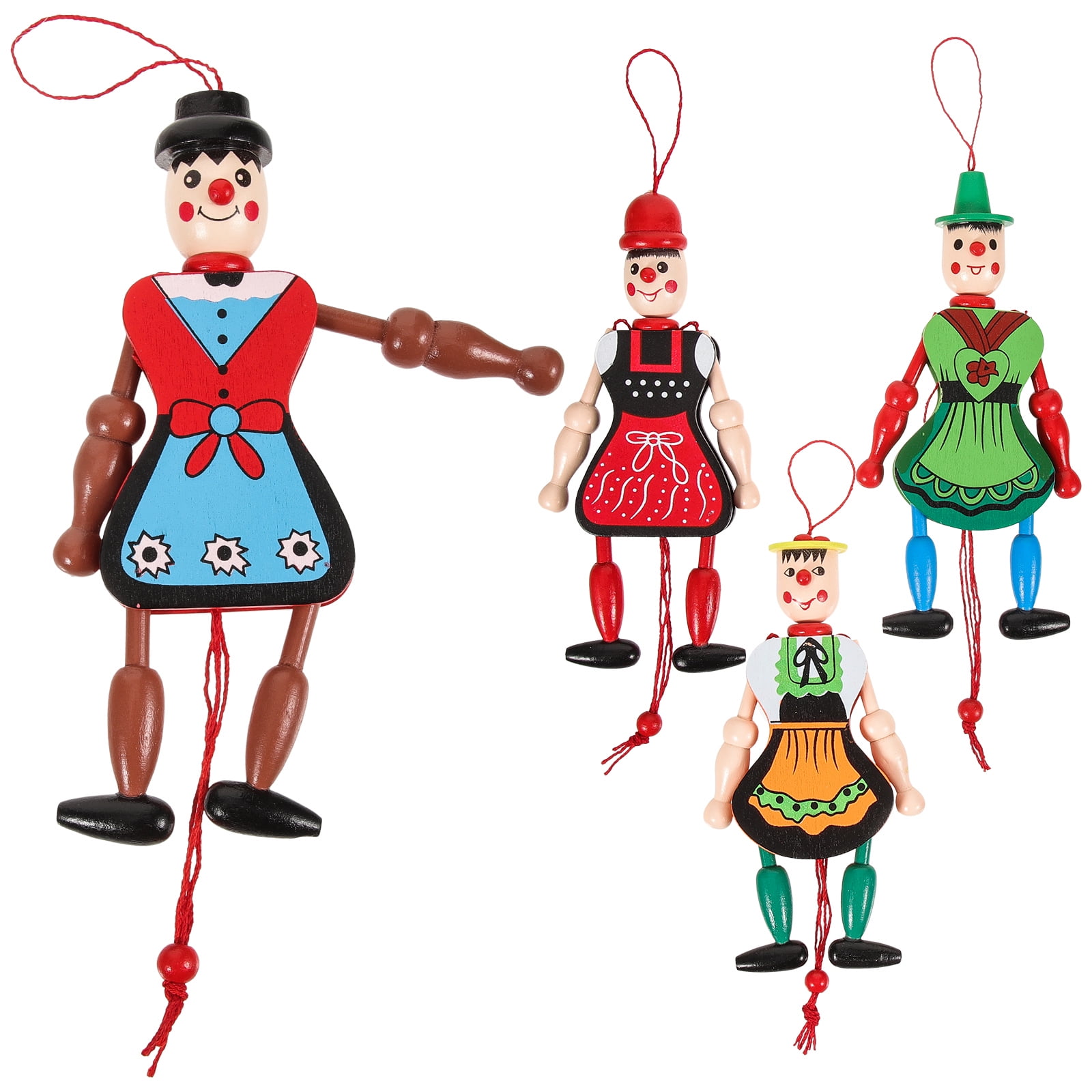 Linaichen wood toys Wooden String Puppets with Movable Limbs (4pcs ...