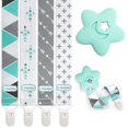 thumbnail image 1 of Liname Unisex Pacifier Clip w/Teething Toy, 4 Pack (Mint), 1 of 7