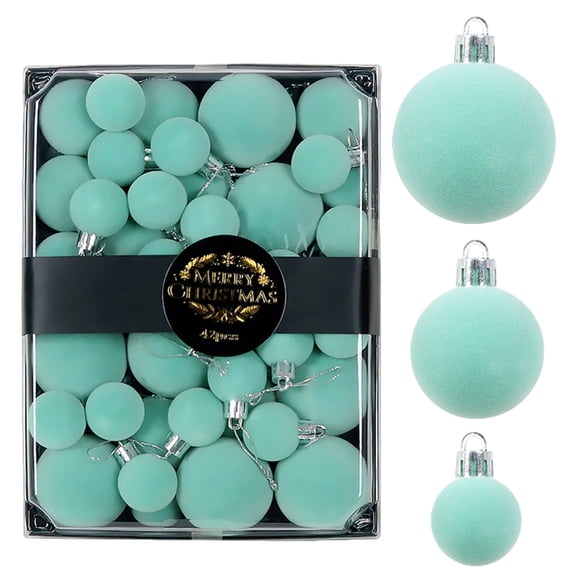 Linargent 42 Pcs Velvet Christmas Balls Ornaments Flocked Hanging Baubles Boxed for Xmas Tree Holiday Party Home Decor