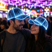 Linargent LED Fiber Optic Light Up Baseball Cap, Flashing Glow In The Dark Party Hat For Concert Festival Night Event Men Women Accessory